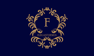 Exquisite monogram template with the initial letter F. Logo for cafe, bar, restaurant, invitation. Elegant company brand sign design.