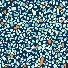 Natural shapes vector pattern.
Blue night Terrazzo tiles texture.