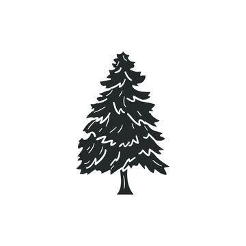 Fir Tree Icon Silhouette Illustration. Pine Winter Vector Graphic Pictogram Symbol Clip Art. Doodle Sketch Black Sign.