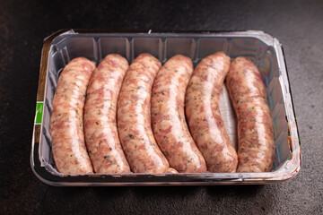 raw sausages vegetable snack protein seitan meatless soy wheat vegetarian or vegan snack ready to eat on the table healthy meal ingredient top view copy space food background rustic