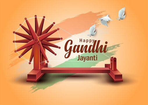 Mahatma Gandhi jayanti - 2021 2nd October with creative design vector illustration, Mohandas Karam Chandra Gandhi Birthday.	
