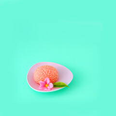 Brain on a food platter. Minimal composition for copy space.