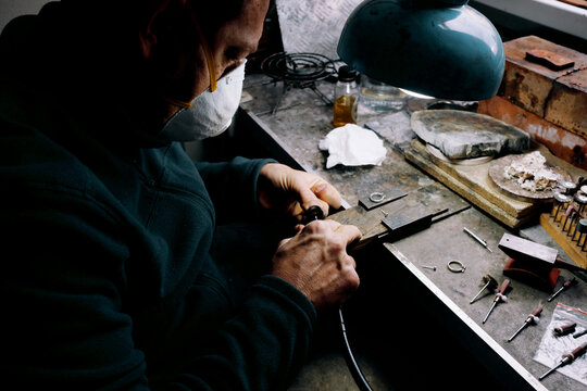 Jeweler On His Wokshop