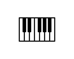 Seven piano or electronic keyboard keys line art vector icon for music apps and websites.