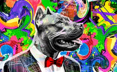 Foto op Plexiglas close up of a dog with necktie © reznik_val
