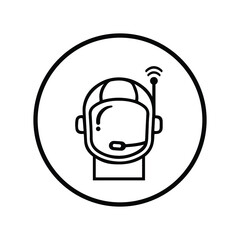 Astronaut, helmet, space icon. Rounded black design.