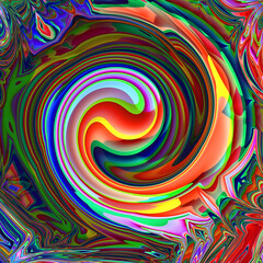 Colorful Abstract Twist and Swirl pattern. vivid bright colors, strong multicolored impressive digital painting. Modern art texture with color rotation. 3D