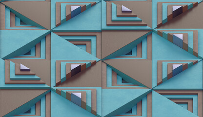 Valley of square stairs. Blue and brown color.