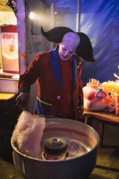 Clown Preparing Cotton Candy
