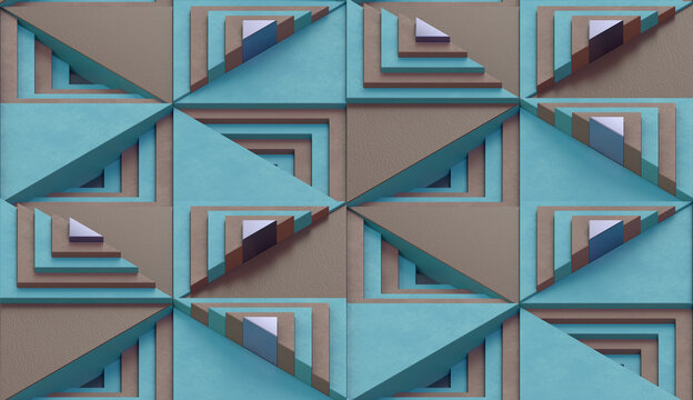 Valley of square stairs. Blue and brown color.