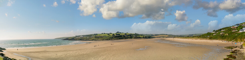 Panoramic view of Inchydoney beach on sunny summer day