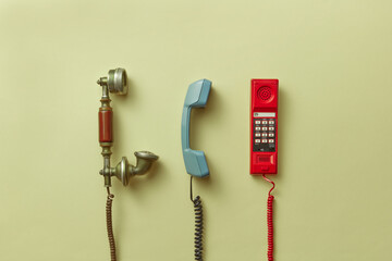 Old and vintage telephone handsets