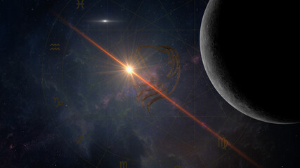 mercury enters retrograde to virgo 3d illustration