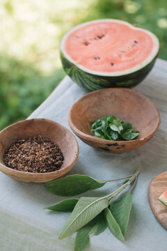 Fresh Watermelon And Basil Appetizer 