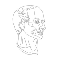 line art style drawing of 
Caesar antique classic sculpture
