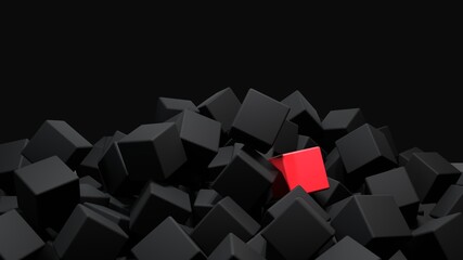 red cube and black cubes
