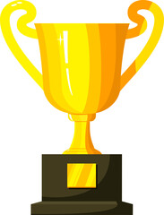 The golden trophy is a symbol of victory in a sporting event. Golden cup for the first place on a white background.