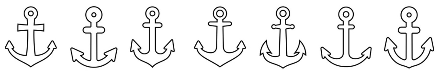 Anchors icon set. Nautical signs. vector illustration