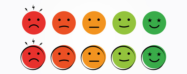 Iconic illustration of satisfaction level.User experience. Customer feedback.