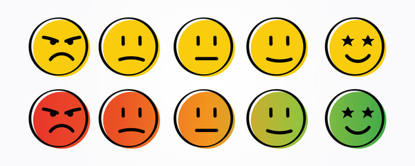 Iconic illustration of satisfaction level.User experience. Customer feedback.