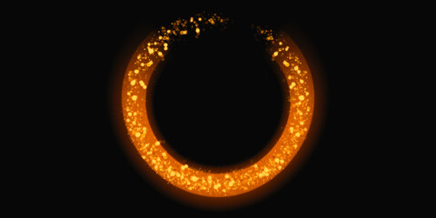 gold glitter circle abstract swirl light effect sparkling star dust 3d illustration