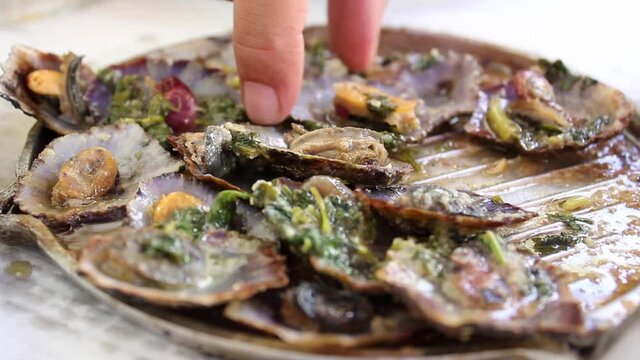 Eating delicious fresh limpets