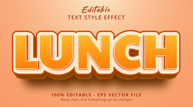 Editable text effect, Lunch text on food headline style effect