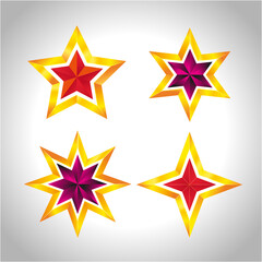 Shiny Gold Star. Christmas Illustration for design on white background