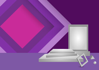 White podium mockup with purple background