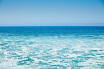 Landscape image of blue ocean and sky in Mexico