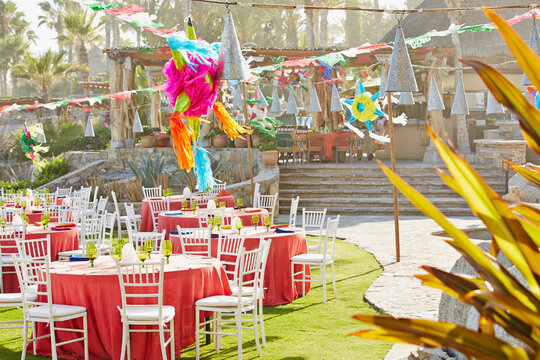 Mexican fiesta party set up with pi&Atilde;&plusmn;atas in Mexico