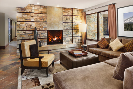 Architecture image of rustic hotel lounge room 
