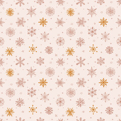 Seamless pattern with doodle snowflakes. Can be used for wallpaper, pattern fills, textile, web page background, surface textures.