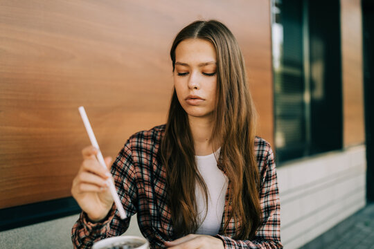 young woman in fast-food 