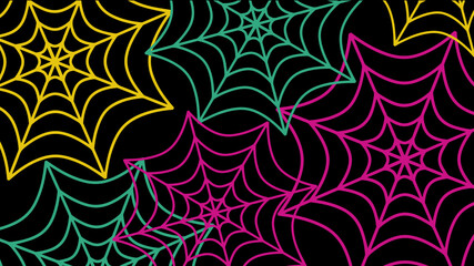 Colorful cobwebs, spider, halloween, wallpaper