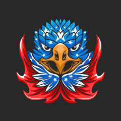 Eagle head with america flag concept design 