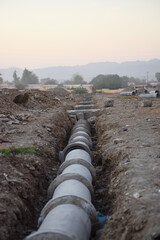 pipeline construction work preparation outdoors street field