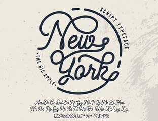 New York City print. Hand made script font. Stylish badge for stickers or prints on clothes.