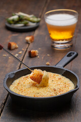 Cheese fondue with beer and bread.