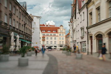 Fototapeta na wymiar Kullassepa street leading to the old town hall of Tallinn.
