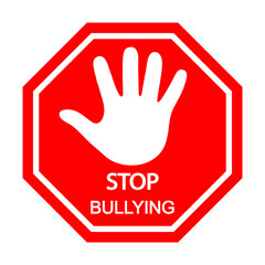 hand stop sign bullying on a white background