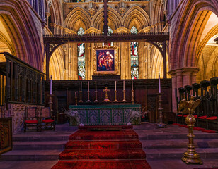 Hexham Abbey with interior August 2021
