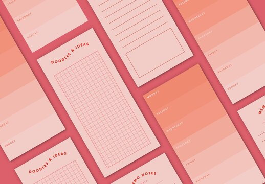Set of Planners with Pink and Orange Accents
