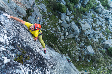 Climber rock climbing