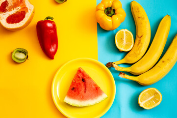 Photo of fruits on a minimalistic background