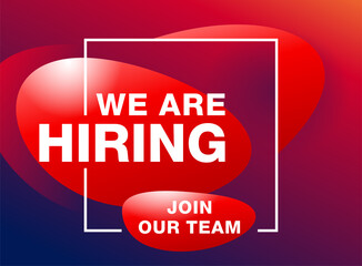 We are hiring banner, red and purple background