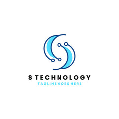 S initial tech logo vector image
