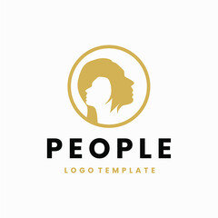 Two people circle logo vector image