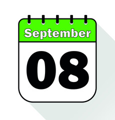 September day 8 green - Calendar Icon - Vector Illustration.	