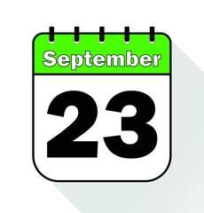 September day 23 green - Calendar Icon - Vector Illustration.	